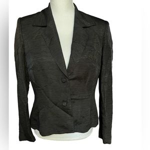 Vera Cristina Silk Linen Jacket Two Button Black Blazer Women’s Size S